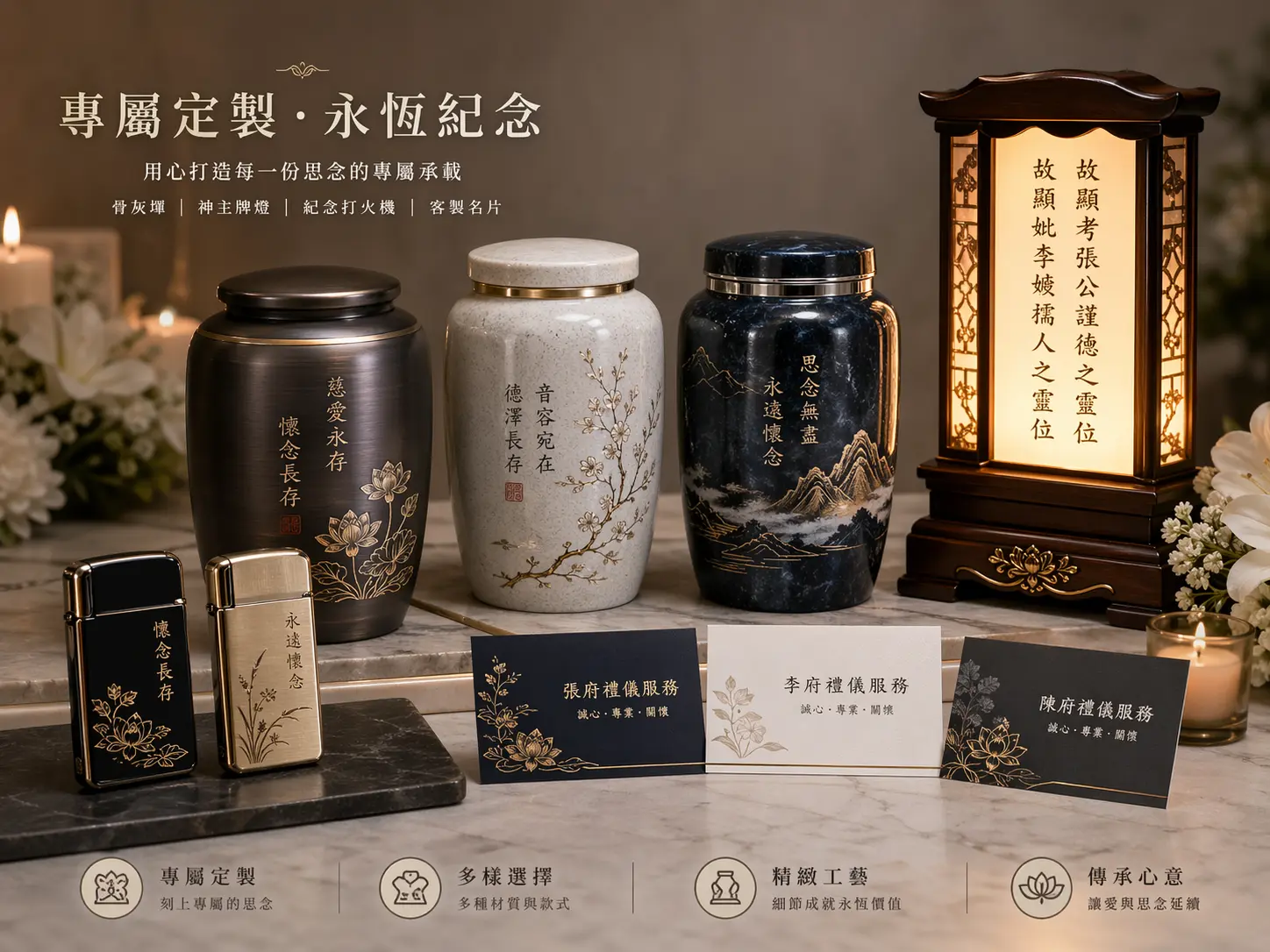 各式禮儀周邊商品客製化服務
